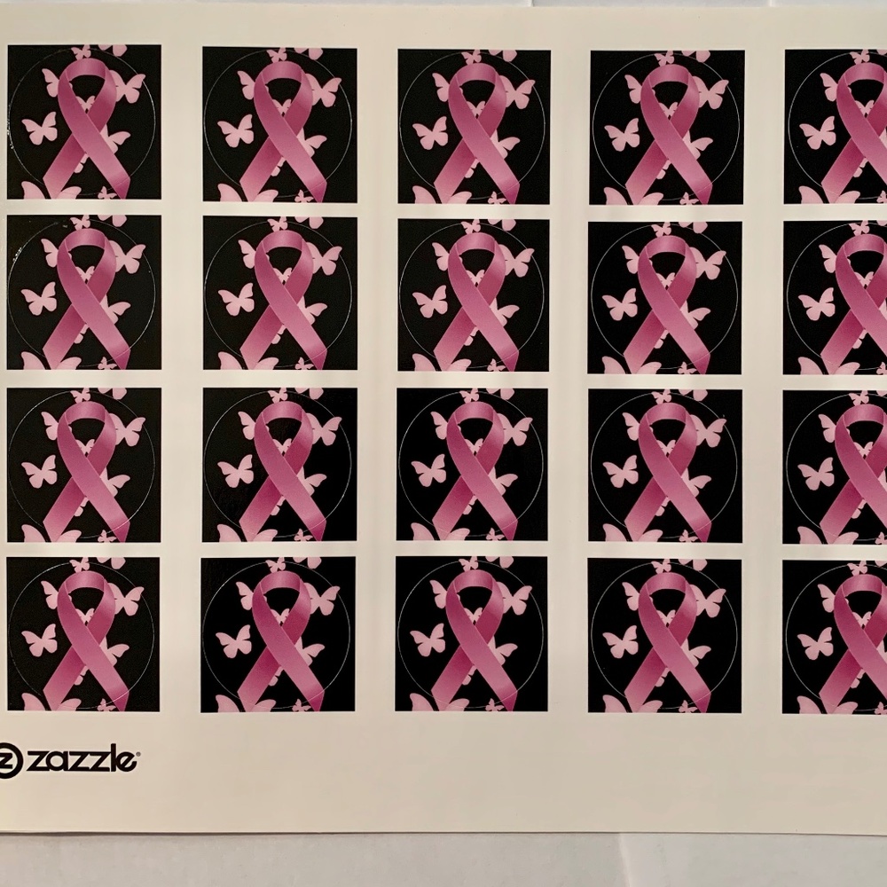 Pink Breast Cancer Awareness Ribbon Sticker Sheet